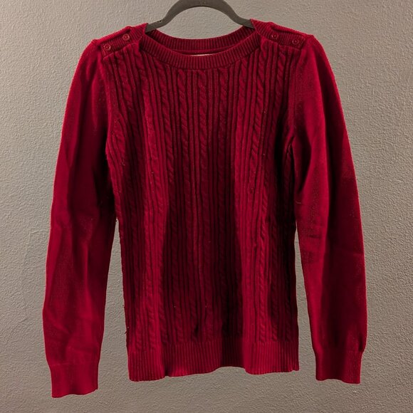 Banana Republic Sweaters - Women's Banana Republic Red Cableknit Boatneck Sweater Sz M